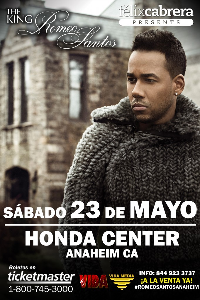 Romeo Santos en concierto Mayo 23, 2015 en Anaheim CA. @8pm Honda Center