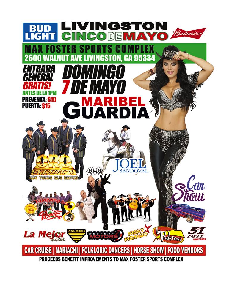 No se pierdan la celebracion del 5 de Mayo con Maribel Guardia el Domingo 7 de Mayo en Livingston, CA.